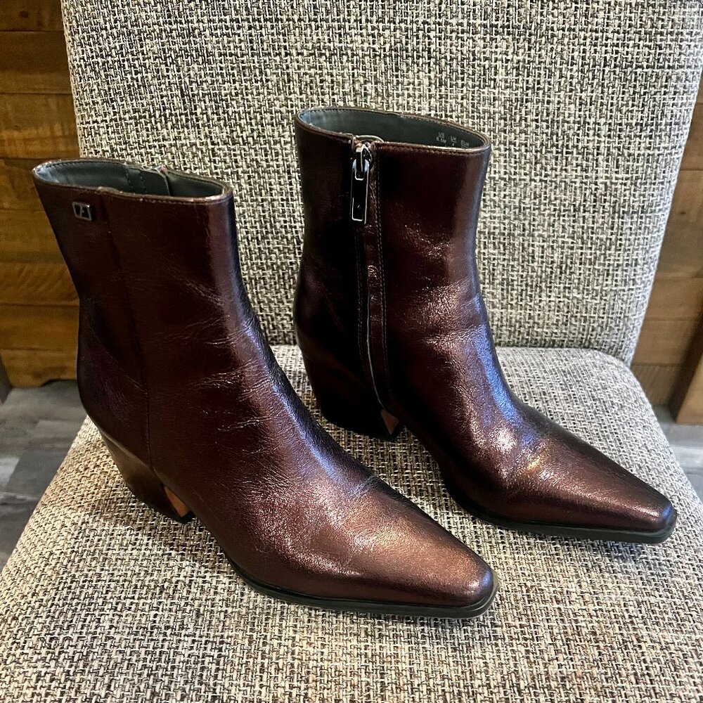 Franco Sarto Vivian Pointed Toe Ankle Booties – Metallic Brown